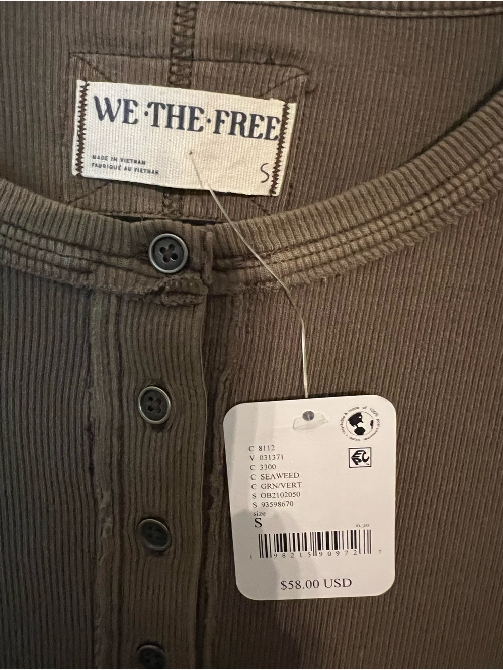 Free People Seaweed Ribbed Button Henley - Picture 3 of 3